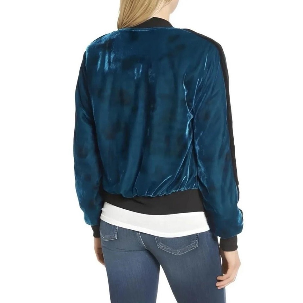 Pam & Gela Women’s Full-Zip Bomber Jacket Quilted Velour Aqua Teal Soft Light - Picture 3 of 8
